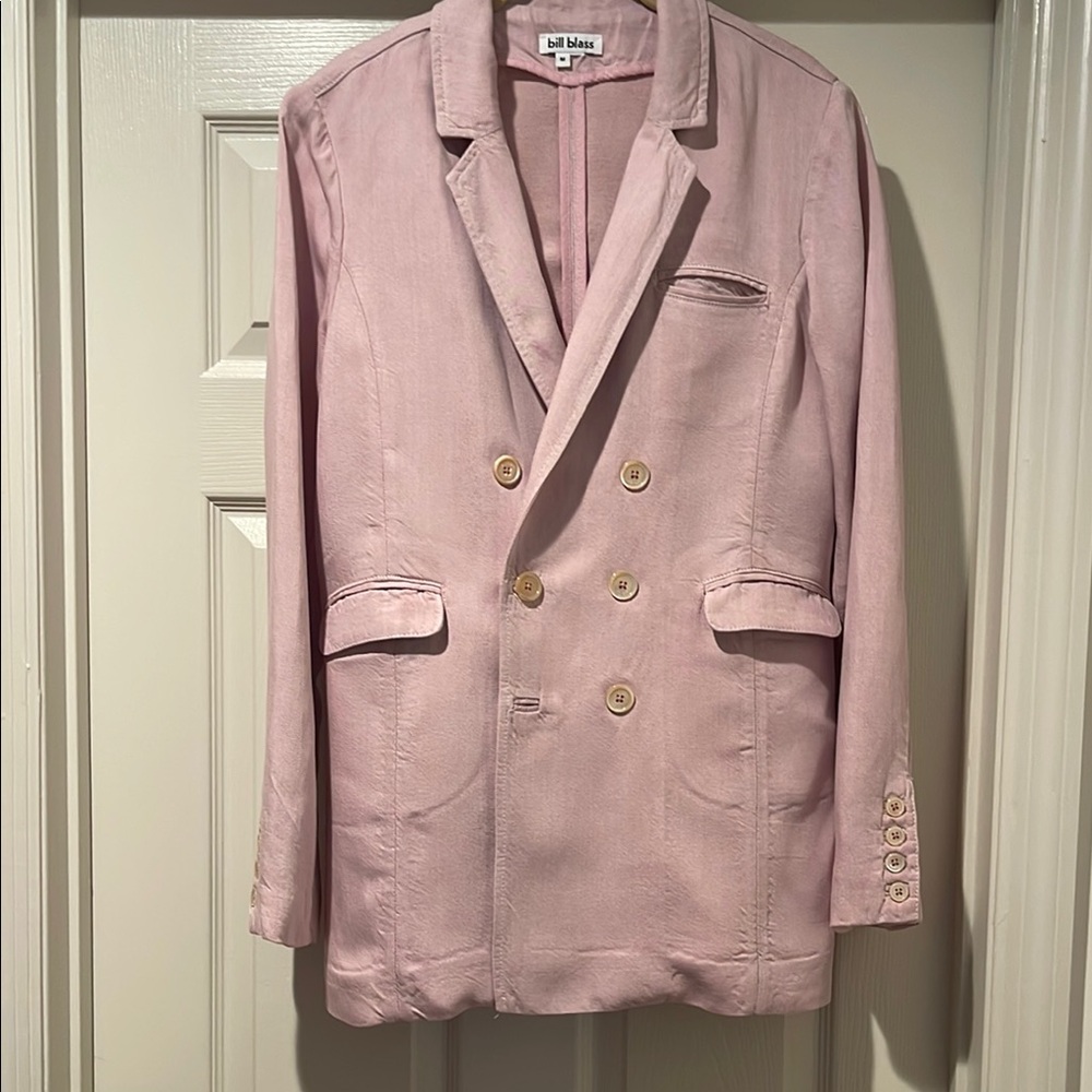 Autumn Pink Double Breasted Coat Preppy 90s Disco Club Structured Jacket 12-14